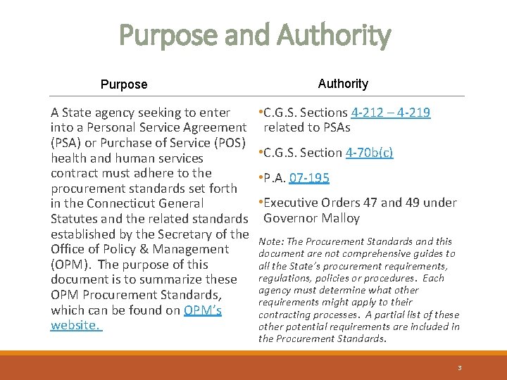 Purpose and Authority Purpose A State agency seeking to enter into a Personal Service