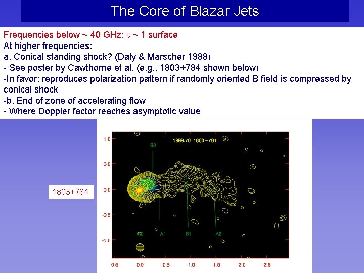 The Core of Blazar Jets Frequencies below ~ 40 GHz: ~ 1 surface At