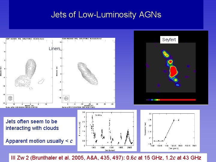 Jets of Low-Luminosity AGNs Seyfert Liners Jets often seem to be interacting with clouds