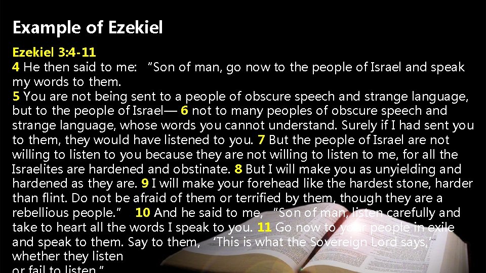 Example of Ezekiel 3: 4 -11 4 He then said to me: “Son of