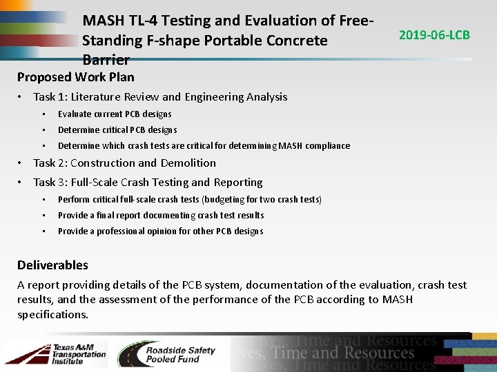 MASH TL-4 Testing and Evaluation of Free. Standing F-shape Portable Concrete Barrier 2019 -06
