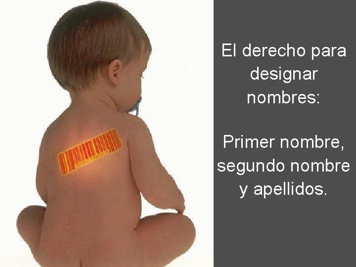 El derecho para designar nombres: Primer nombre, segundo nombre y apellidos. 