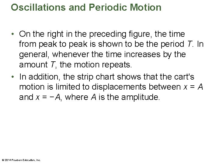 Oscillations and Periodic Motion • On the right in the preceding figure, the time