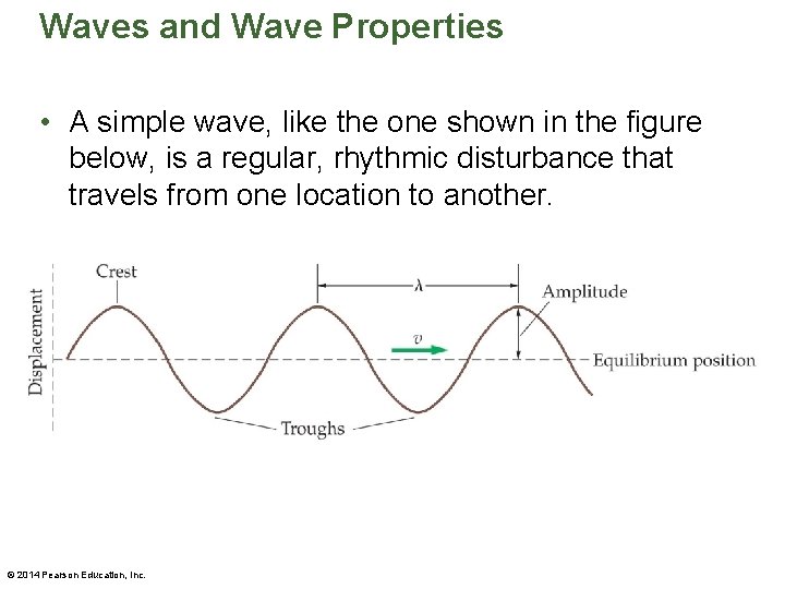 Waves and Wave Properties • A simple wave, like the one shown in the