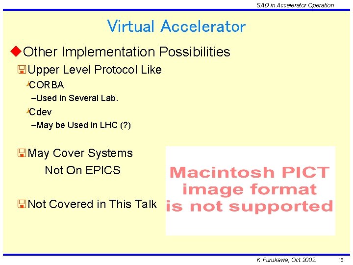 SAD in Accelerator Operation Virtual Accelerator u. Other Implementation Possibilities <Upper Level Protocol Like