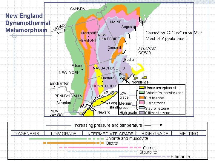 CANADA New England Dynamothermal Metamorphism 7_21 MAINE ADA CAN. A. U. S Augusta Caused