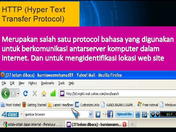 HTTP (Hyper Text Transfer Protocol) Merupakan salah satu protocol bahasa yang digunakan untuk berkomunikasi