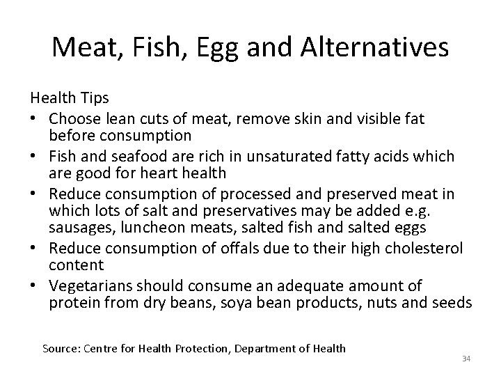 Meat, Fish, Egg and Alternatives Health Tips • Choose lean cuts of meat, remove Meat, Fish, Egg and Alternatives Health Tips • Choose lean cuts of meat, remove