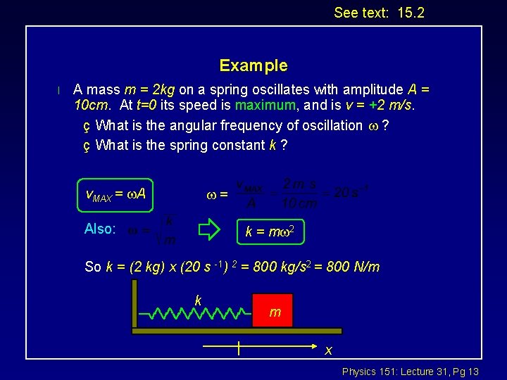 See text: 15. 2 Example l A mass m = 2 kg on a