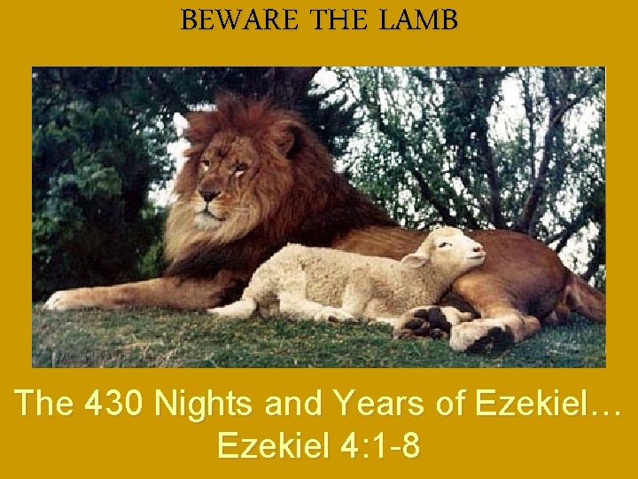 BEWARE THE LAMB The 430 Nights and Years of Ezekiel… Ezekiel 4: 1 -8