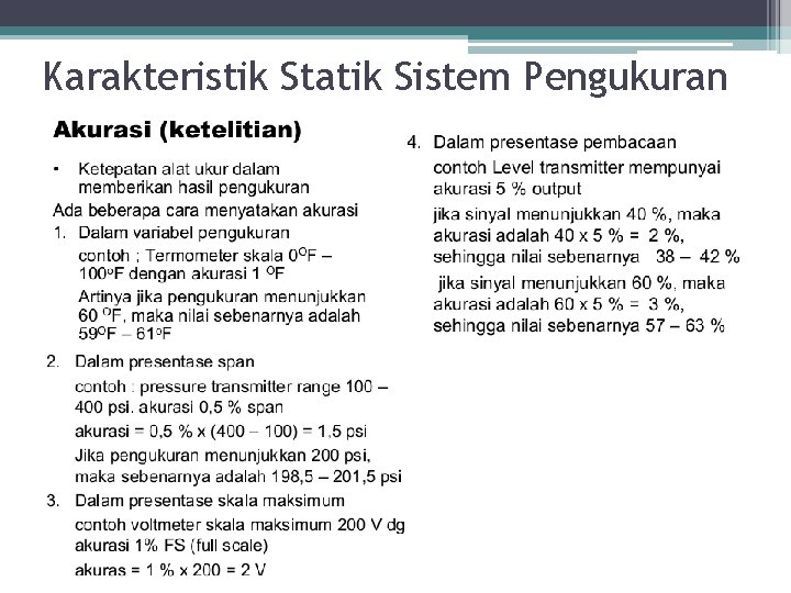 Karakteristik Statik Sistem Pengukuran 