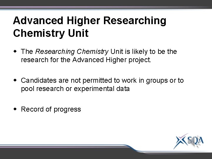 Advanced Higher Researching Chemistry Unit w The Researching Chemistry Unit is likely to be