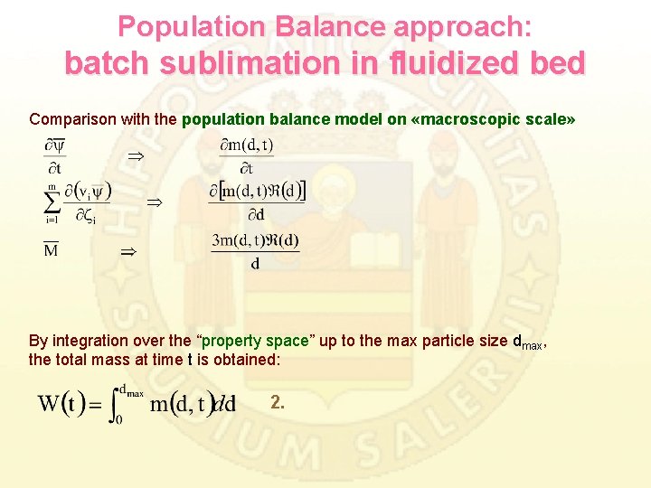 Population Balance approach: batch sublimation in fluidized bed Comparison with the population balance model