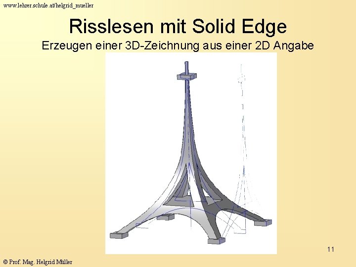 www. lehrer. schule. at/helgrid_mueller Risslesen mit Solid Edge Erzeugen einer 3 D-Zeichnung aus einer