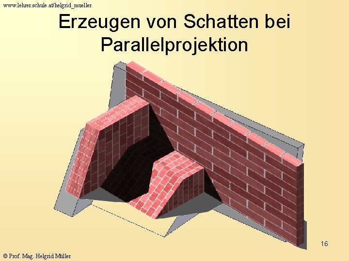 www. lehrer. schule. at/helgrid_mueller Erzeugen von Schatten bei Parallelprojektion 16 © Prof. Mag. Helgrid