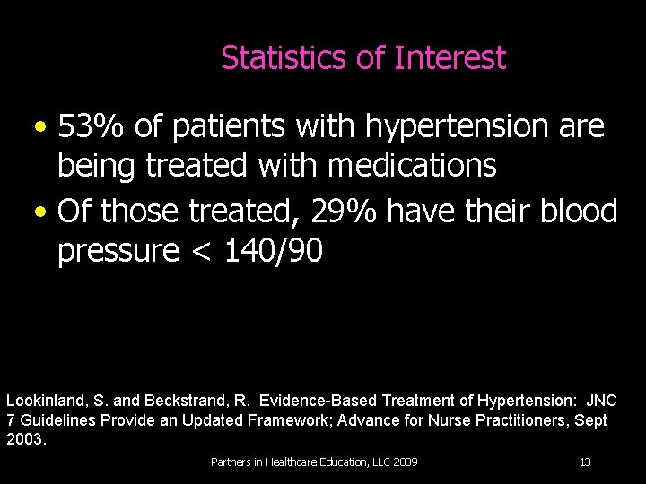 Statistics of Interest • 53% of patients with hypertension are being treated with medications