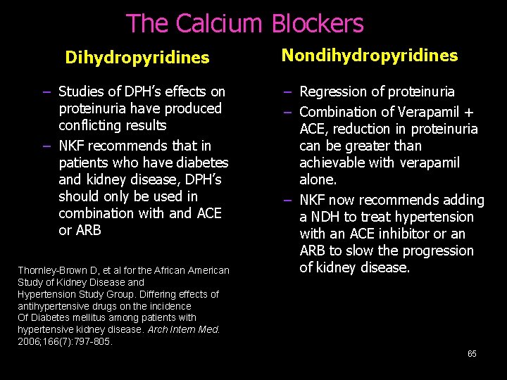 The Calcium Blockers Dihydropyridines – Studies of DPH’s effects on proteinuria have produced conflicting