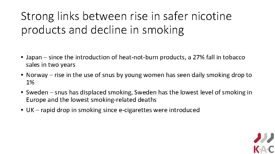 Strong links between rise in safer nicotine products and decline in smoking • Japan