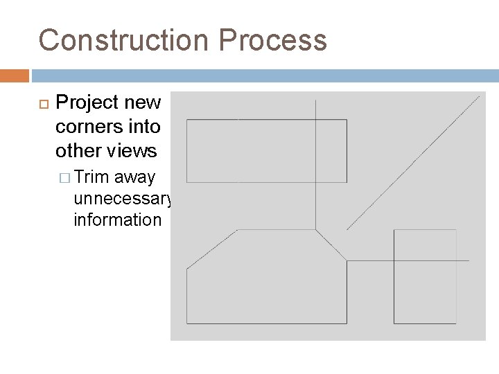 Construction Process Project new corners into other views � Trim away unnecessary information 