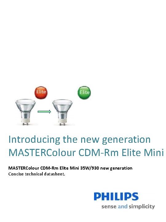 Introducing the new generation MASTERColour CDM-Rm Elite Mini 35 W/930 new generation Concise technical
