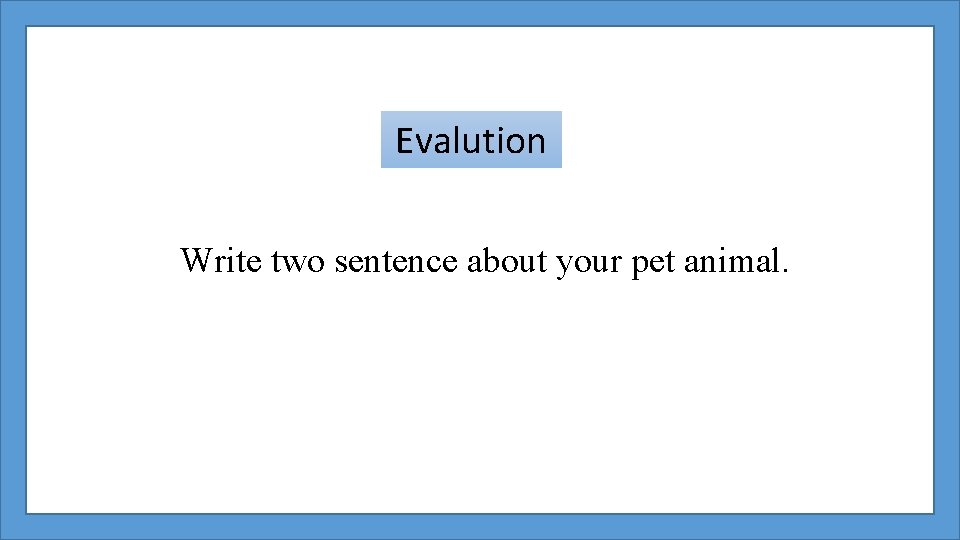 Evalution Write two sentence about your pet animal. 