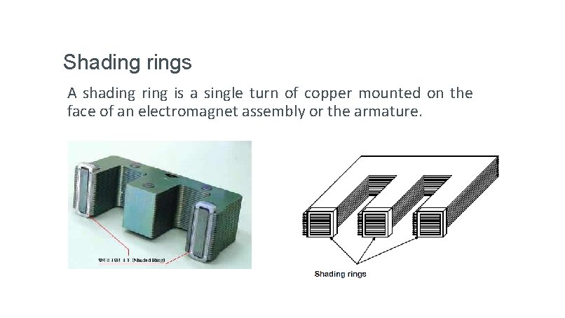 Shading rings A shading ring is a single turn of copper mounted on the