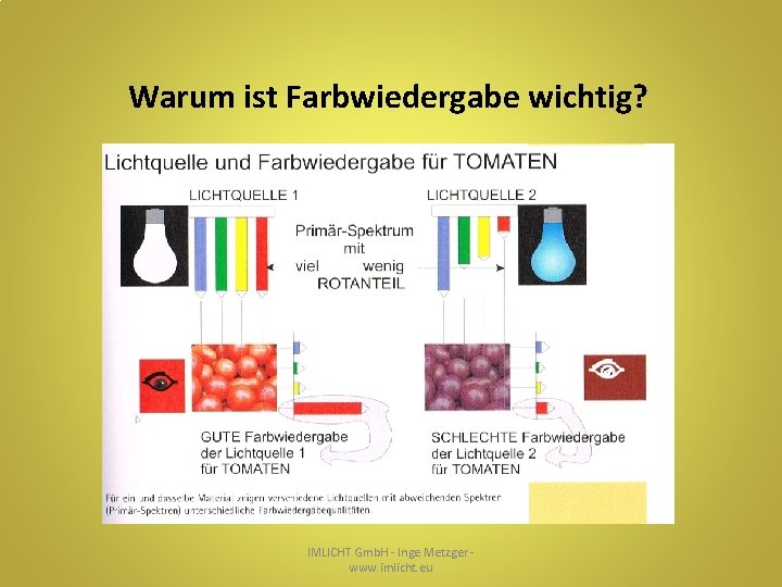 Warum ist Farbwiedergabe wichtig? IMLICHT Gmb. H - Inge Metzger www. imlicht. eu 