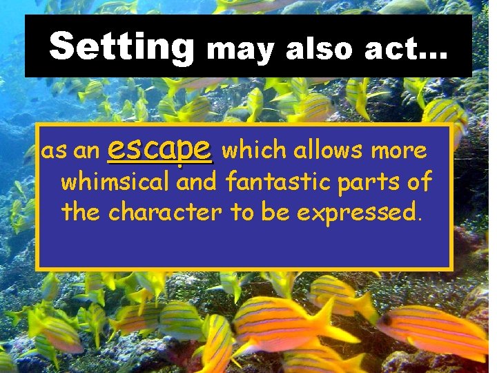 Setting may also act. . . as an escape which allows more whimsical and