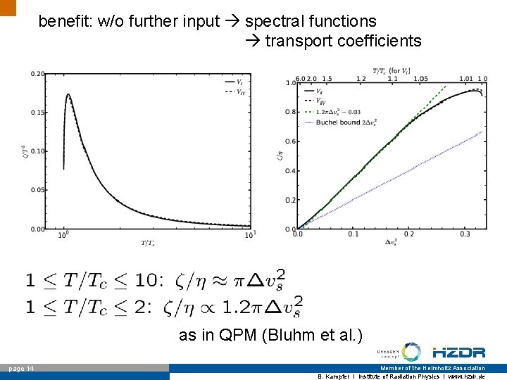 benefit: w/o further input spectral functions transport coefficients as in QPM (Bluhm et al.