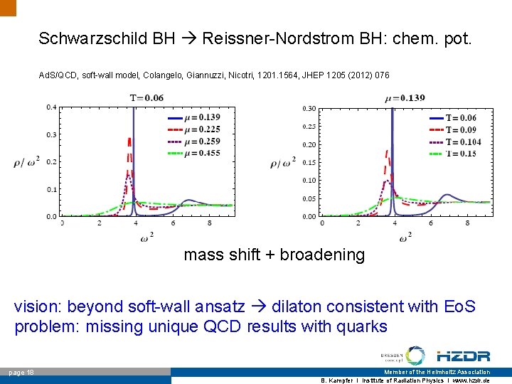 Schwarzschild BH Reissner-Nordstrom BH: chem. pot. Ad. S/QCD, soft-wall model, Colangelo, Giannuzzi, Nicotri, 1201.