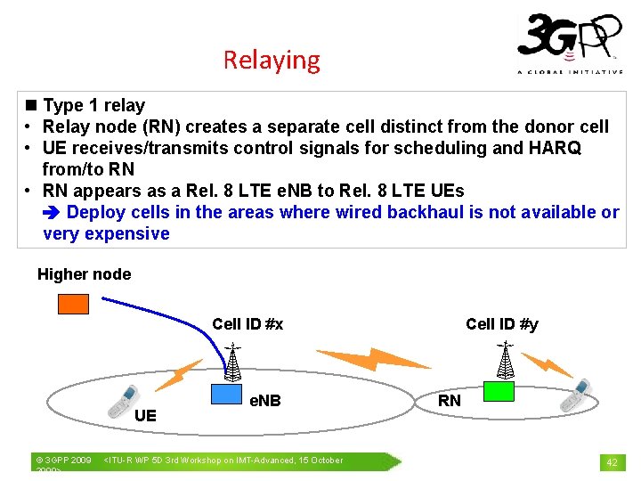 Relaying n Type 1 relay • Relay node (RN) creates a separate cell distinct