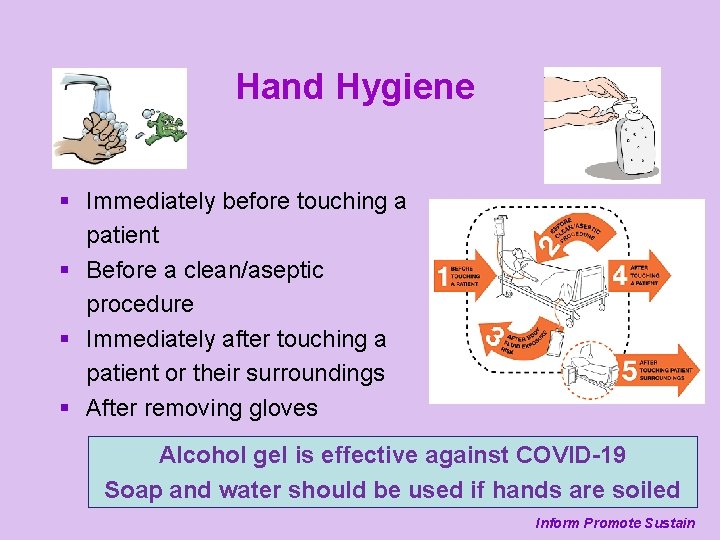 Hand Hygiene § Immediately before touching a patient § Before a clean/aseptic procedure §