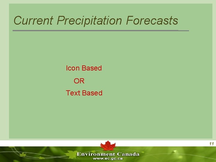 Current Precipitation Forecasts Icon Based OR Text Based 11 