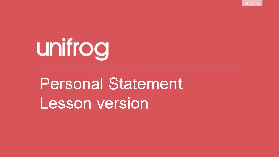 Personal Statement Lesson version 