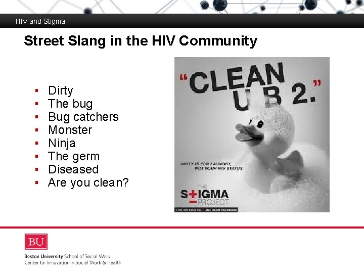 HIV and Stigma Street Slang in the HIV Community Boston University Slideshow Title Goes