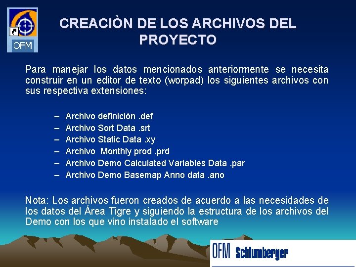 CREACIÒN DE LOS ARCHIVOS DEL PROYECTO Para manejar los datos mencionados anteriormente se necesita