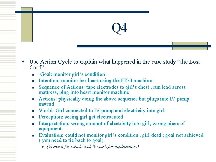 Q 4 w Use Action Cycle to explain what happened in the case study