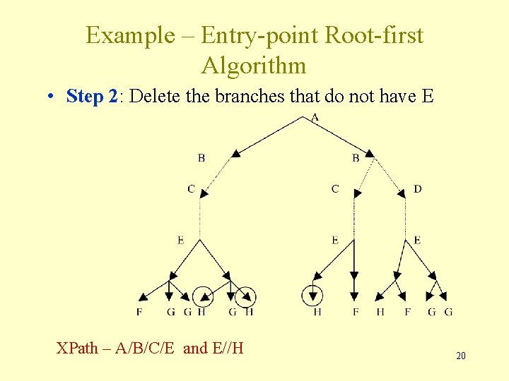 Example – Entry-point Root-first Algorithm • Step 2: Delete the branches that do not