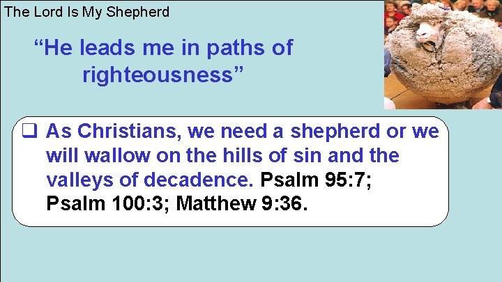 The Lord Is My Shepherd “He leads me in paths of righteousness” q As