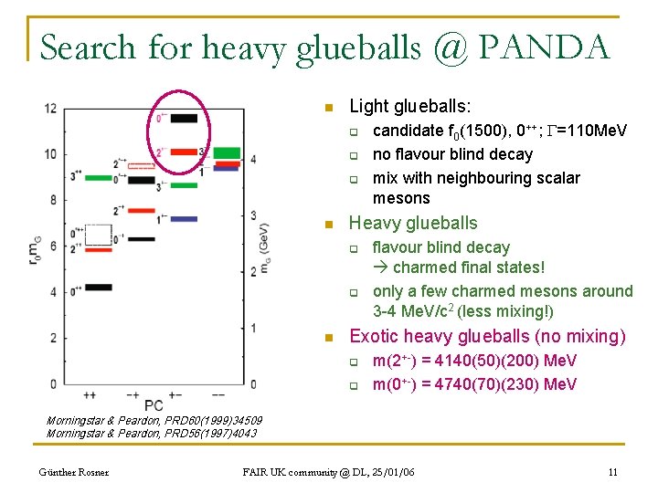 Search for heavy glueballs @ PANDA n Light glueballs: q q q n Heavy