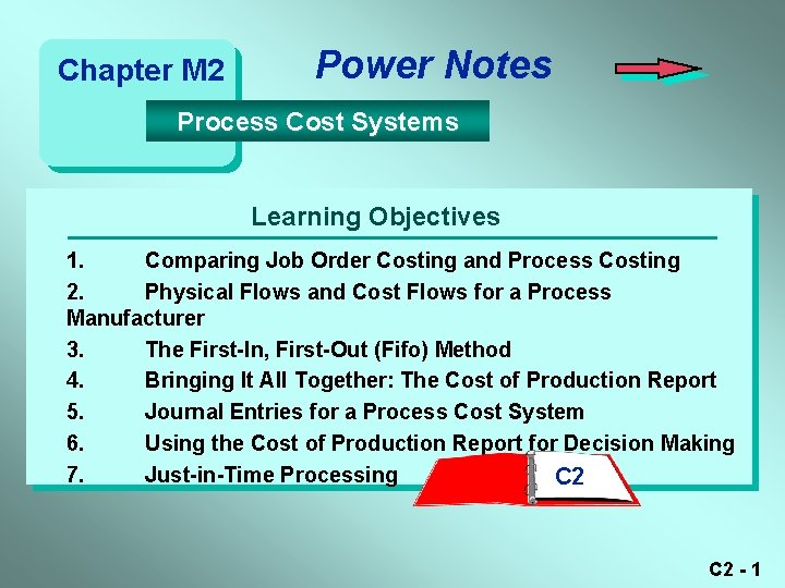 Chapter M 2 Power Notes Process Cost Systems Learning Objectives 1. Comparing Job Order Chapter M 2 Power Notes Process Cost Systems Learning Objectives 1. Comparing Job Order