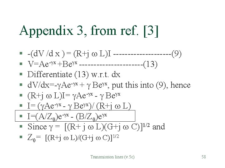 Appendix 3, from ref. [3] § § § § § -(d. V /d x