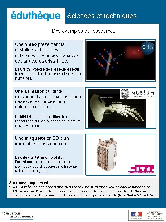 Sciences et techniques Des exemples de ressources Une vidéo présentant la cristallographie et les