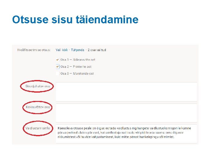 Otsuse sisu täiendamine 