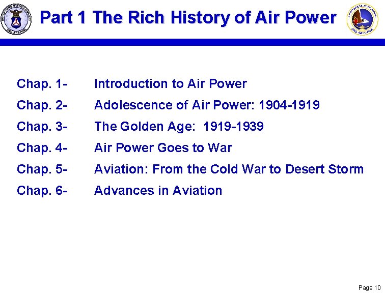 Part 1 The Rich History of Air Power Chap. 1 - Introduction to Air