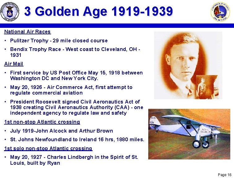 3 Golden Age 1919 -1939 National Air Races • Pulitzer Trophy - 29 mile