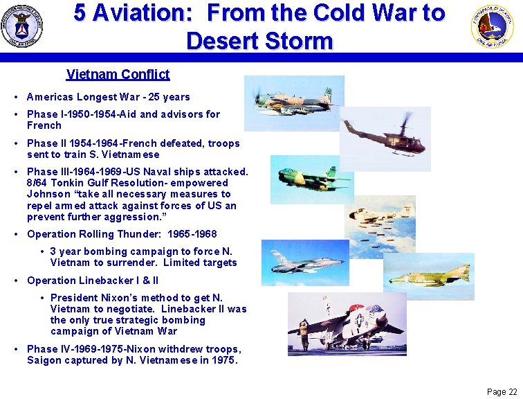 5 Aviation: From the Cold War to Desert Storm Vietnam Conflict • Americas Longest