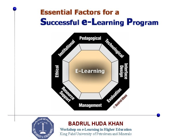 BADRUL HUDA KHAN Workshop on e-Learning in Higher Education King Fahd University of Petroleum