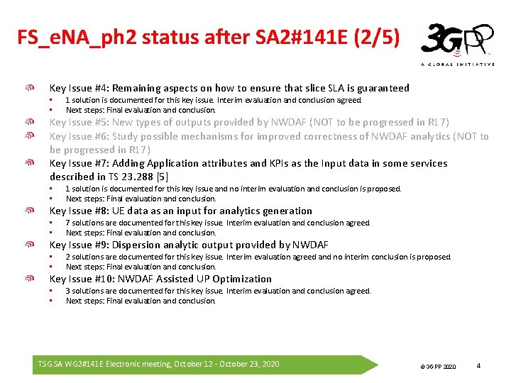 FS_e. NA_ph 2 status after SA 2#141 E (2/5) Key Issue #4: Remaining aspects
