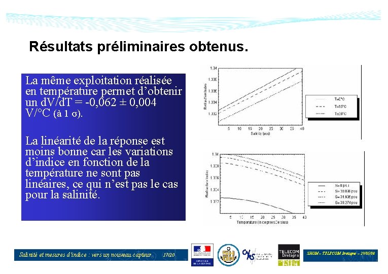 Résultats préliminaires obtenus. La même exploitation réalisée en température permet d’obtenir un d. V/d.